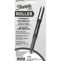 Sharpie® Rollerball Pens, Needle Point, 0.5 mm, Black Ink, Pack Of 4