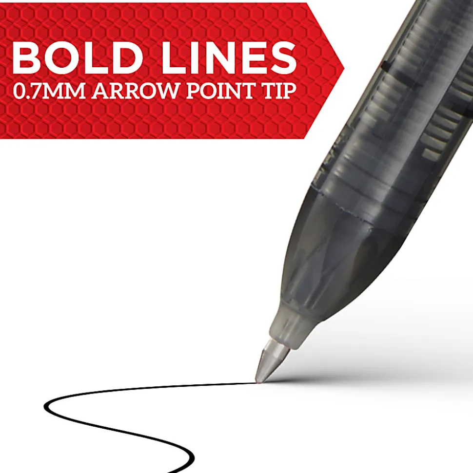 Sharpie® Roller Pens, Arrow Point, 0.7 mm, Black Barrel, Blue Ink, Pack Of 12 Pens