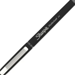 Sharpie® Roller Pens, Arrow Point, 0.7 mm, Black Barrel, Black Ink, Pack Of 12 Pens