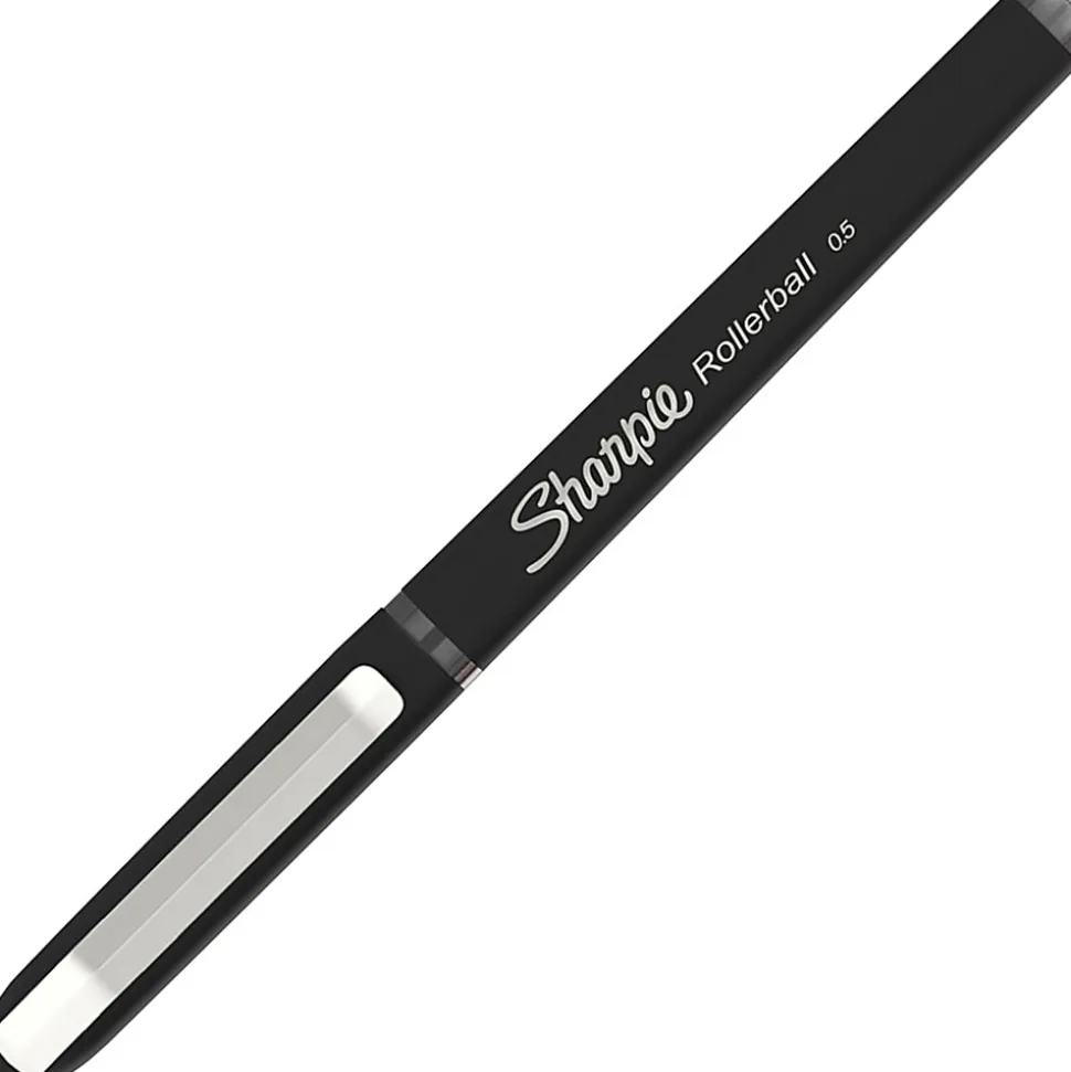 Sharpie® Roller Pens, Arrow Point, 0.7 mm, Black Barrel, Black Ink, Pack Of 12 Pens