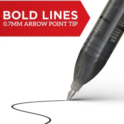 Sharpie® Roller Pens, Arrow Point, 0.7 mm, Black Barrel, Black Ink, Pack Of 12 Pens