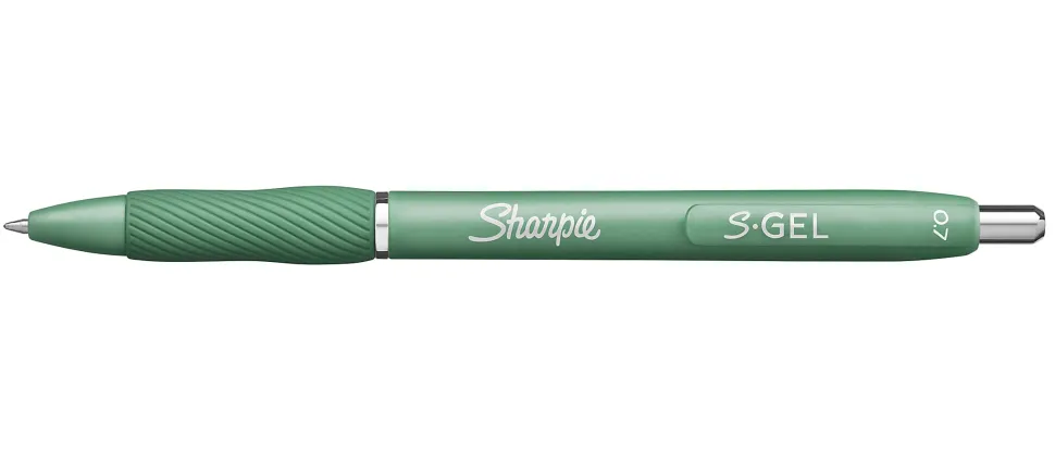 Sharpie S-Gel Fashion Barrel Gel Pens, Medium Point, 0.7 mm, Green Barrels, Black Ink, Pack Of 4 Pens