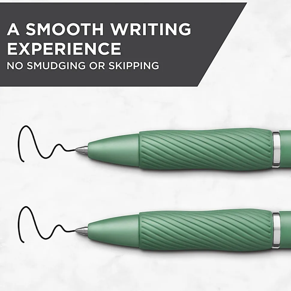 Sharpie S-Gel Fashion Barrel Gel Pens, Medium Point, 0.7 mm, Green Barrels, Black Ink, Pack Of 4 Pens