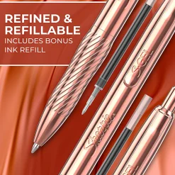 Sharpie S-Gel, Gel Pen, Copper Metal Body, Medium Point (0.7mm), Black Ink, Includes 1 Pen and 1 Additional Ink Refill