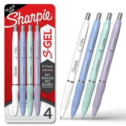 Sharpie S-Gel, Gel Pens, Medium Point (0.7mm), Assorted Fashion Barrels, Black Ink, 4 Count, 2220963