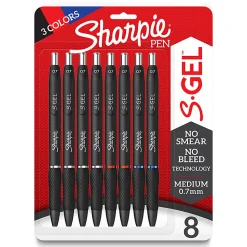 Sharpie S-Gel, Gel Pens, Medium Point (0.7mm), Assorted Colors, 8 Count