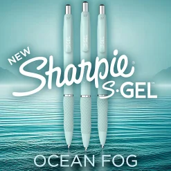Sharpie S-Gel, Gel Pens, Medium Point (0.7mm), Ocean Fog Barrel, Black Ink, 4 Count