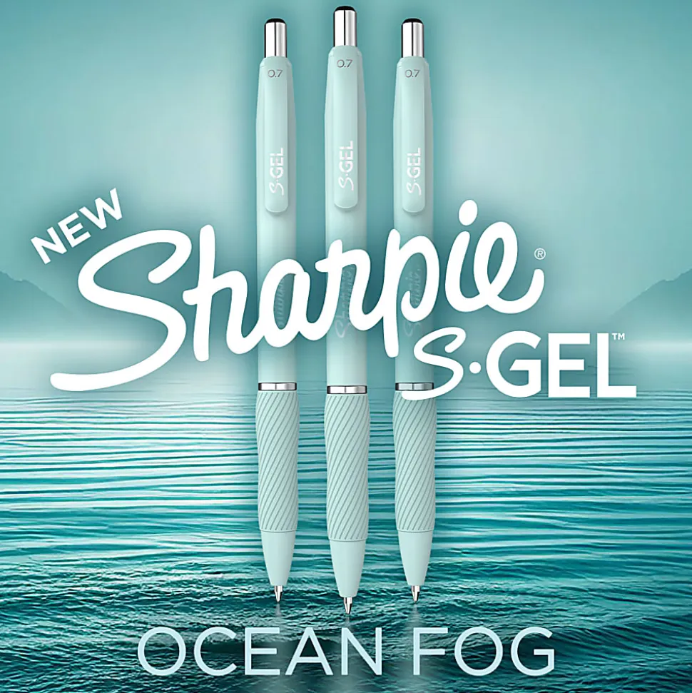 Sharpie S-Gel, Gel Pens, Medium Point (0.7mm), Ocean Fog Barrel, Black Ink, 4 Count