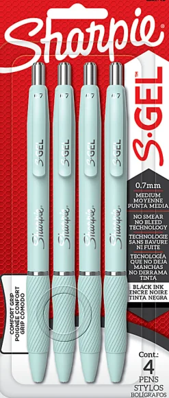 Sharpie S-Gel, Gel Pens, Medium Point (0.7mm), Ocean Fog Barrel, Black Ink, 4 Count