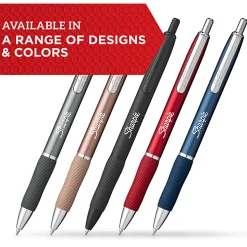 Sharpie® S-Gel Metal Barrel Gel Pens, Medium Point, 0.7 mm, Champagne Barrel, Black Ink, Pack Of 2 Pens