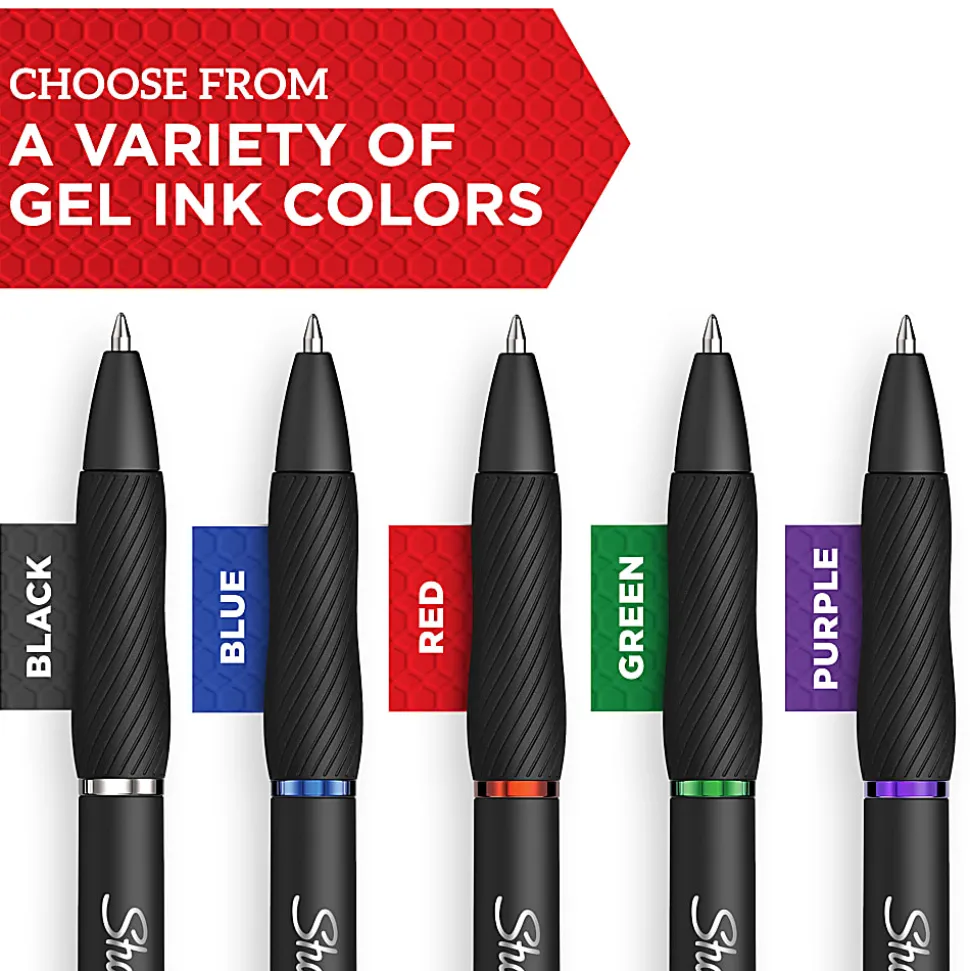 Sharpie® S Gel Pens, Bold Point, 1.0 mm, Black/Blue Barrel, Blue Ink, Pack Of 12 Pens