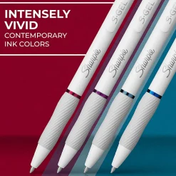 Sharpie® S-Gel Pens, Fashion Barrel Gel Pens, Pearl White Body, Medium (0.7mm) Point, 4 Count USA 250th Anniversary Edition