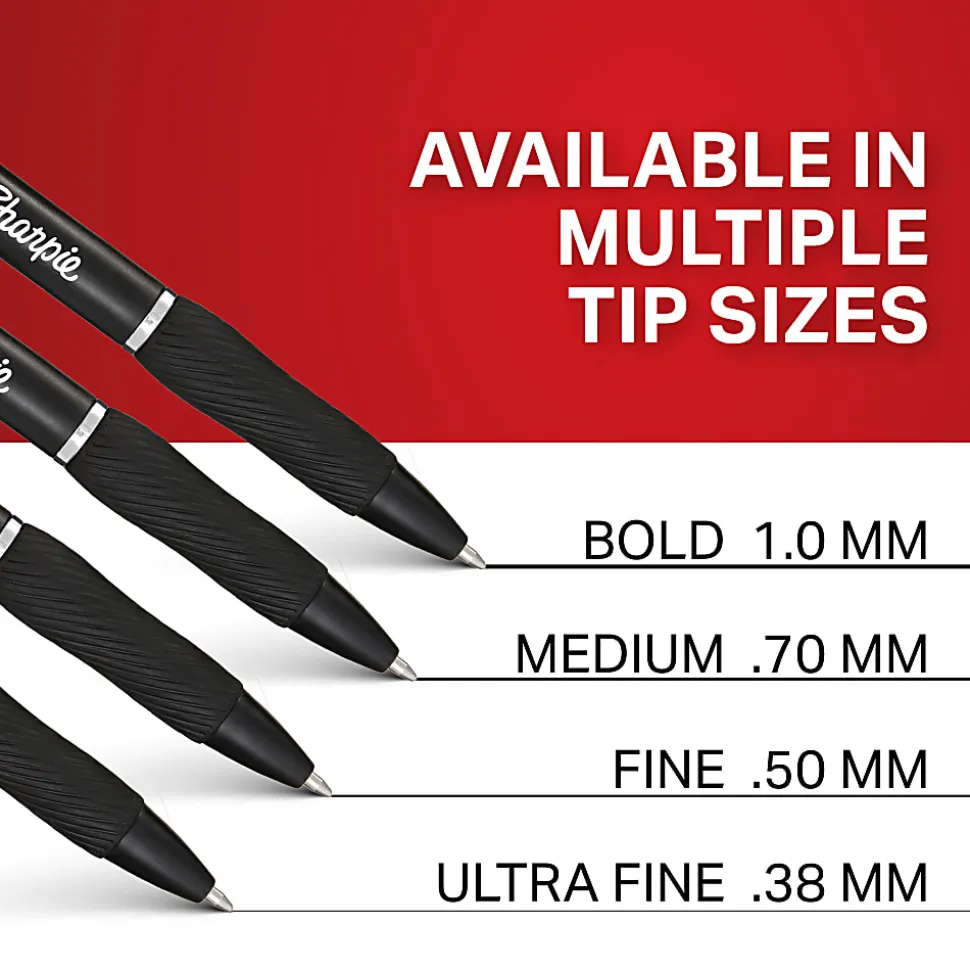 Sharpie® S Gel Pens, Fine Point, 0.5 mm, Black/Red Barrel, Red Ink, Pack Of 12 Pens