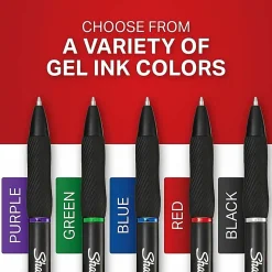 Sharpie® S Gel Pens, Fine Point, 0.5 mm, Black/Red Barrel, Red Ink, Pack Of 12 Pens
