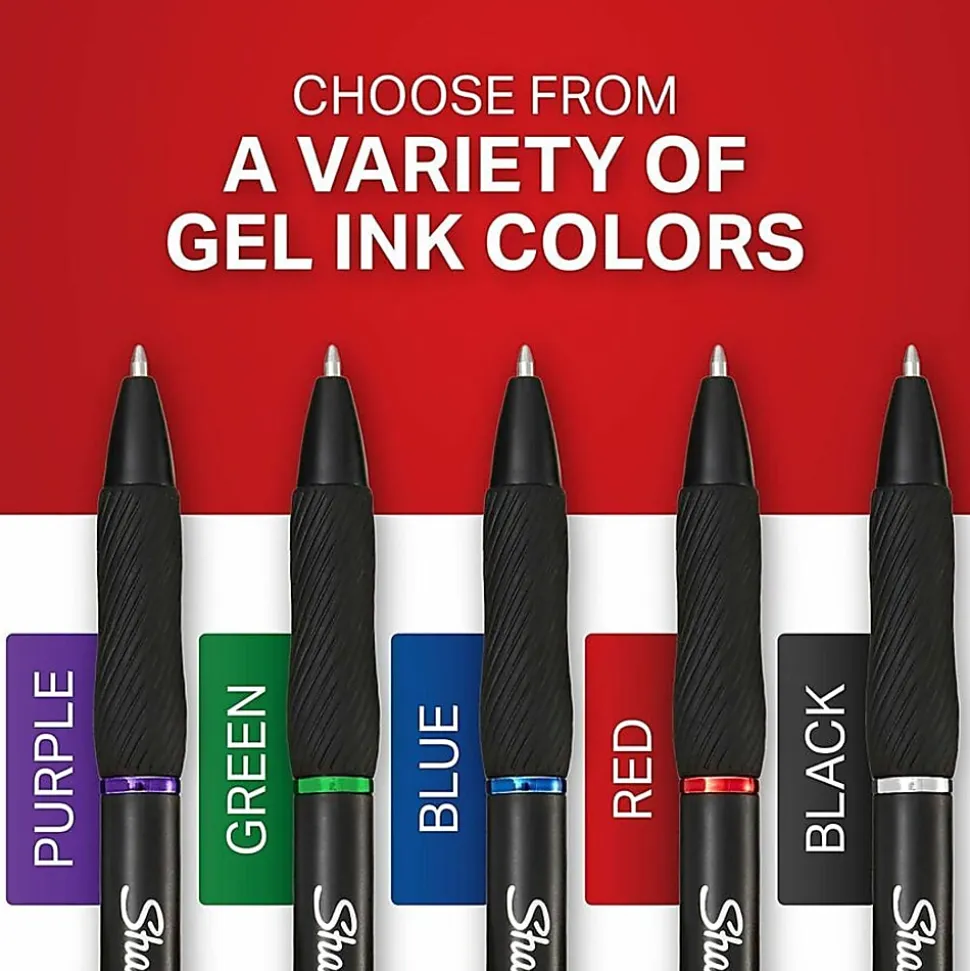Sharpie® S Gel Pens, Fine Point, 0.5 mm, Black/Red Barrel, Red Ink, Pack Of 12 Pens