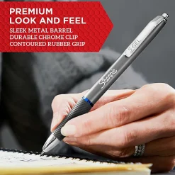 Sharpie® S-Gel Pens, Medium Point, 0.7 mm, Gunmetal Barrel, Blue Ink, Pack Of 12 Pens
