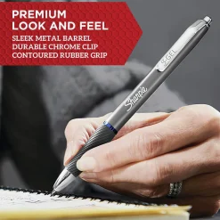 Sharpie® S-Gel Pens, Medium Point, 0.7 mm, Gunmetal Barrel, Blue Ink, Pack Of 12 Pens