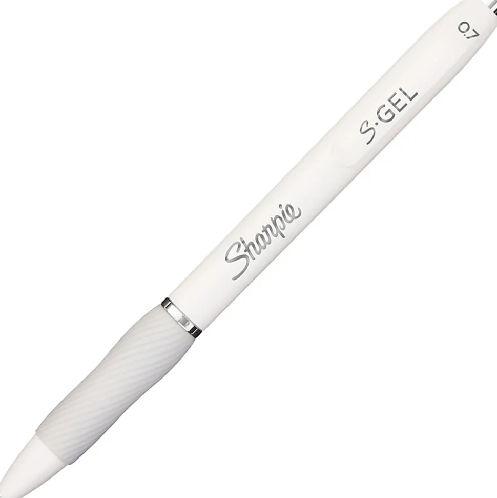 Sharpie S-Gel Pen, White Barrel, Medium Point, 0.7mm Black Ink 4 Pack