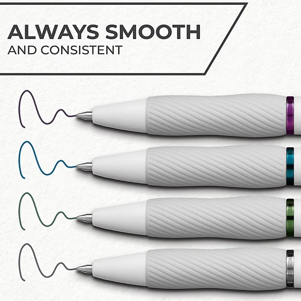 Sharpie S-Gel Retractable Gel Pens, Medium Point, 0.7mm White Barrels, Assorted Inks, Pack Of 4 Pens