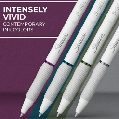 Sharpie S-Gel Retractable Gel Pens, Medium Point, 0.7mm White Barrels, Assorted Inks, Pack Of 4 Pens