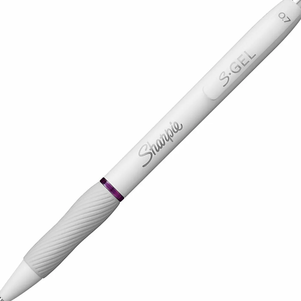 Sharpie S-Gel Retractable Gel Pens, Medium Point, 0.7mm White Barrels, Assorted Inks, Pack Of 4 Pens