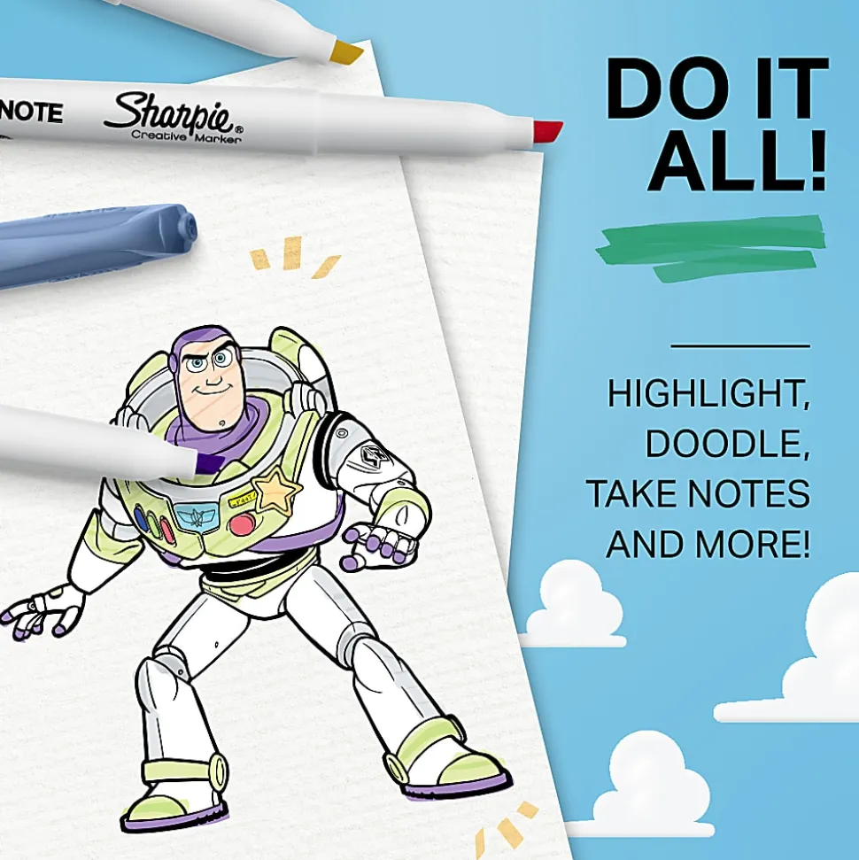 Sharpie S-Note Creative Highlighters, Toy Story 5 Packaging, Chisel Tip, Assorted, 24 Count
