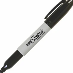 Sharpie® Super Permanent Markers, Fine Point, Black Ink, Pack Of 12