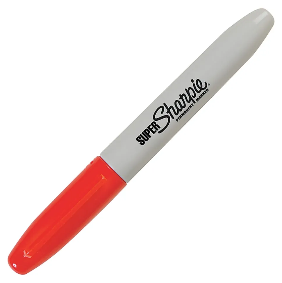 Sharpie® Super Permanent Markers, Fine Point, Red Ink, 12/Pack