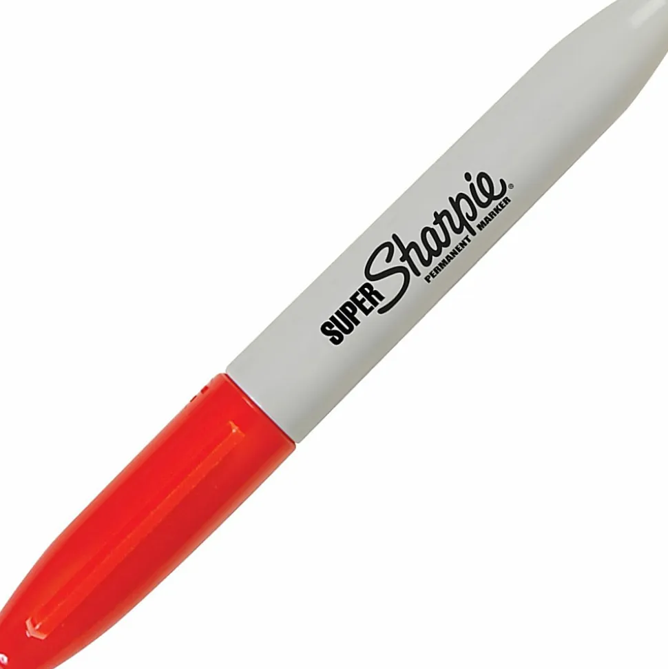 Sharpie® Super Permanent Markers, Fine Point, Red Ink, 12/Pack