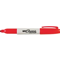Sharpie® Super Permanent Markers, Fine Point, Red Ink, 12/Pack