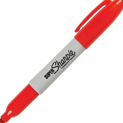 Sharpie® Super Permanent Markers, Fine Point, Red Ink, 12/Pack