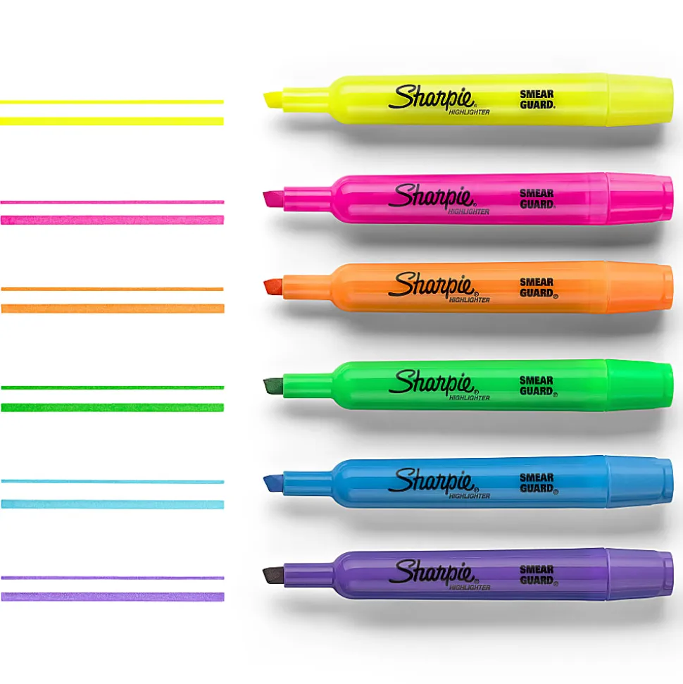 Sharpie® Tank Highlighters, Chisel Tip, Fluorescent Yellow, 12 Count