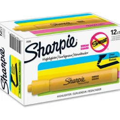 Sharpie® Tank Style Highlighters, Chisel Tip, Yellow, Box of 12