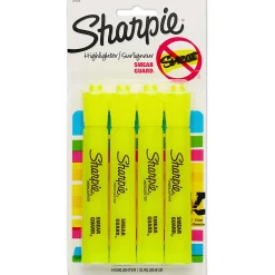 Sharpie® Tank-Style Highlighters, Fluorescent Yellow, Pack Of 4