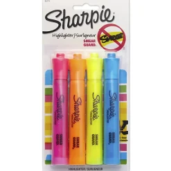 Sharpie® Tank Style Highlighters, Chisel Tip, Assorted Colors, 4 Count