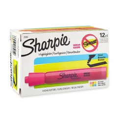 Sharpie® Tank Style Highlighters, Chisel Tip, Assorted, Box of 12