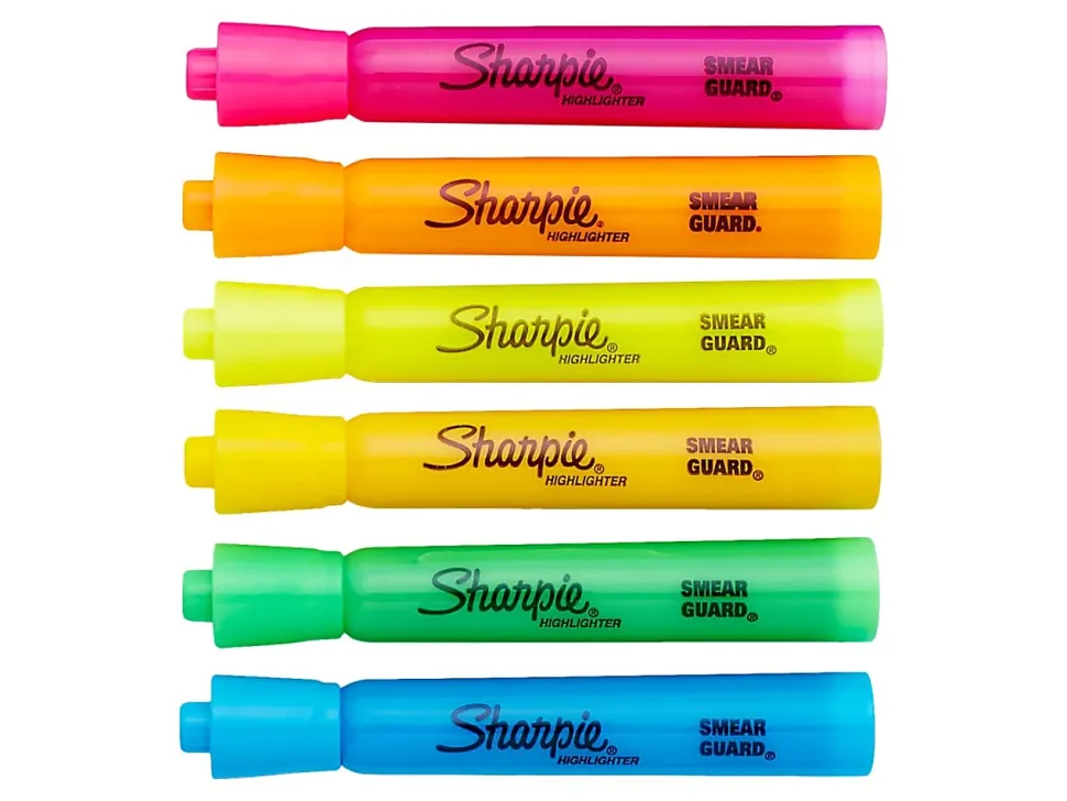 Sharpie® Tank Style Highlighters, Chisel Tip, Assorted, Box of 12