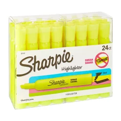 Sharpie® Tank Style Highlighters, Chisel Tip, Fluorescent Yellow, Box of 24