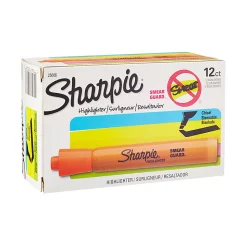 Sharpie® Tank Style Highlighters, Chisel Tip, Fluorescent Orange, Box of 12