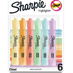 Sharpie® Tank-Style Highlighters, Chisel Tip, Mild Pastel Barrels, Mild Pastel Inks, Pack Of 6 Highlighters