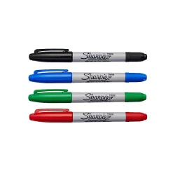 Sharpie® Twin-Tip Permanent Markers, Assorted Basic Colors, Pack Of 4