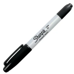 Sharpie® Twin-Tip Permanent Markers, Fine/Ultra Fine Points, Black, Pack Of 12
