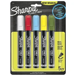 Sharpie® Wet-Erase Chalk Markers, Medium Point, Assorted Colors, Pack Of 5 Markers