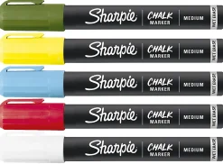 Sharpie® Wet-Erase Chalk Markers, Medium Point, Assorted Colors, Pack Of 5 Markers