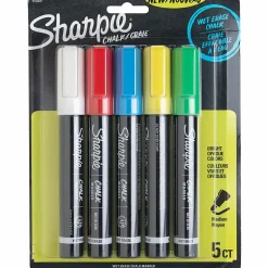 Sharpie® Wet-Erase Chalk Markers, Medium Point, Assorted Colors, Pack Of 5 Markers