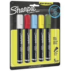 Sharpie® Wet-Erase Chalk Markers, Medium Point, Assorted Colors, Pack Of 5 Markers
