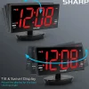 Sharp Jumbo 3” LED Display Clock Radio with Accu-set and 2 USB Ports, 5-5/8”H x 3-1/4”W x 8-5/16”D, Black