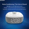 Sharp White Noise Machine Alarm Clock with Bluetooth Speaker, 2-3/8”H x 5-1/8”W x 5-1/8”D, White