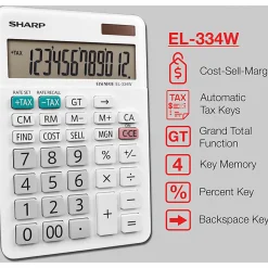 Sharp® White Series Desktop Calculator, EL-334WB