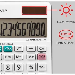 Sharp® White Series Handheld Calculator, EL-377WB
